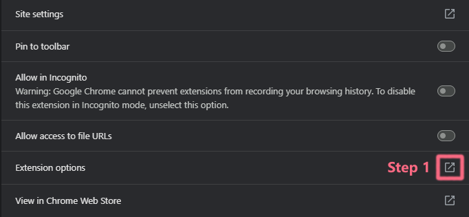 Chrome Extension Options