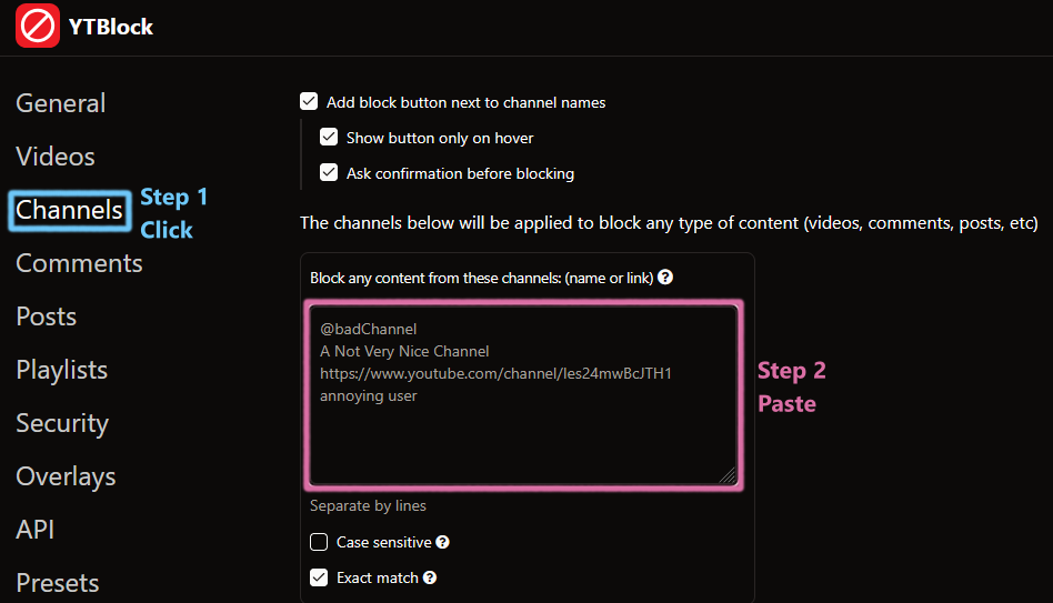Block Channels