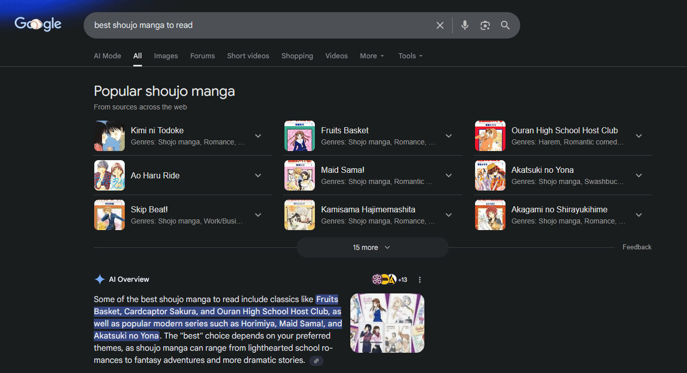 Search results from Google Gemini