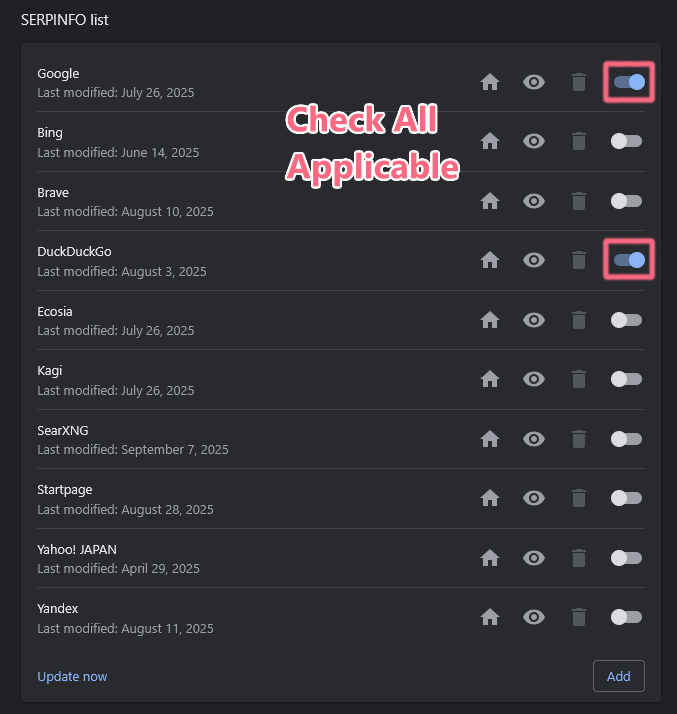 uBlacklist Search Engine Selection